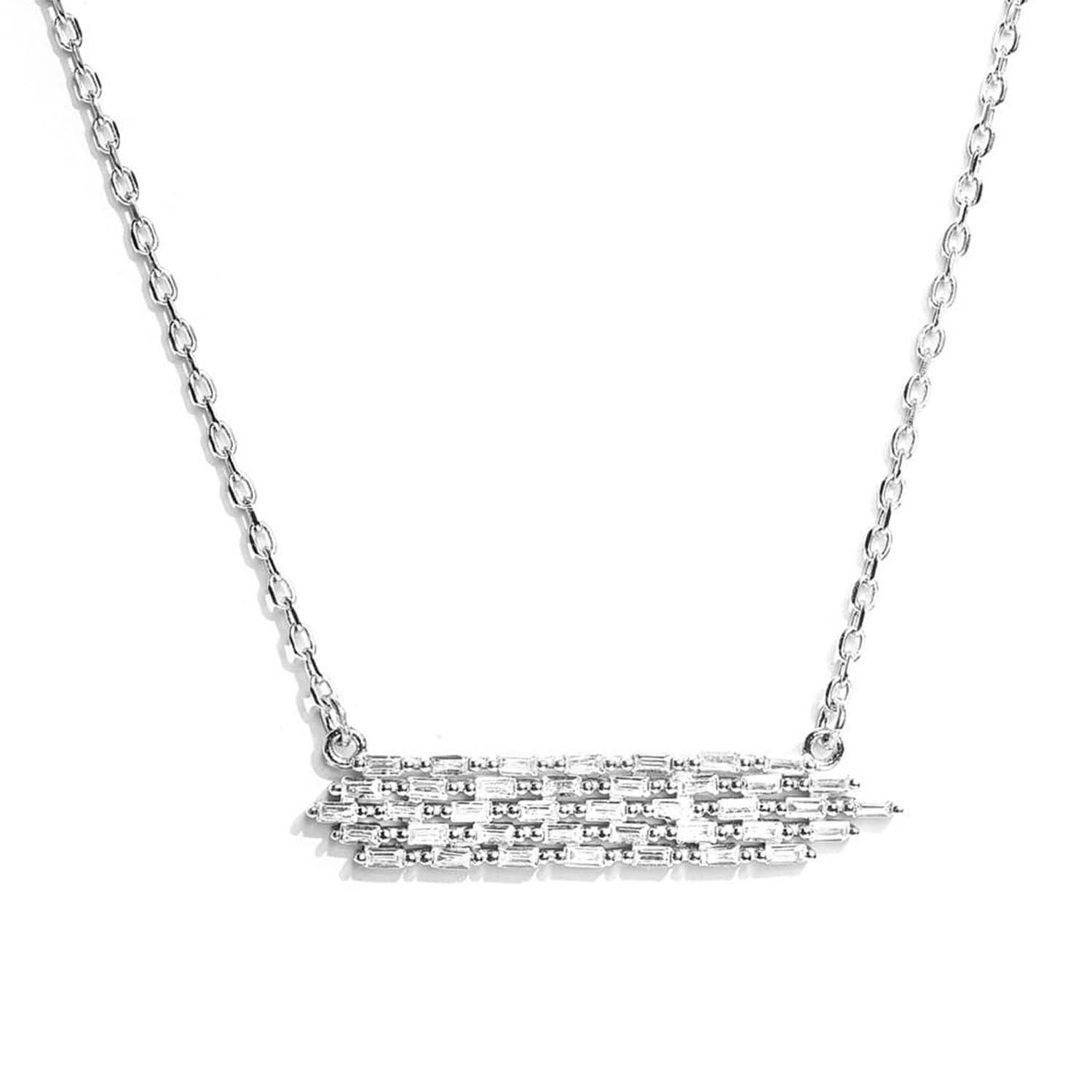 French Baguette 925 Silver Necklace