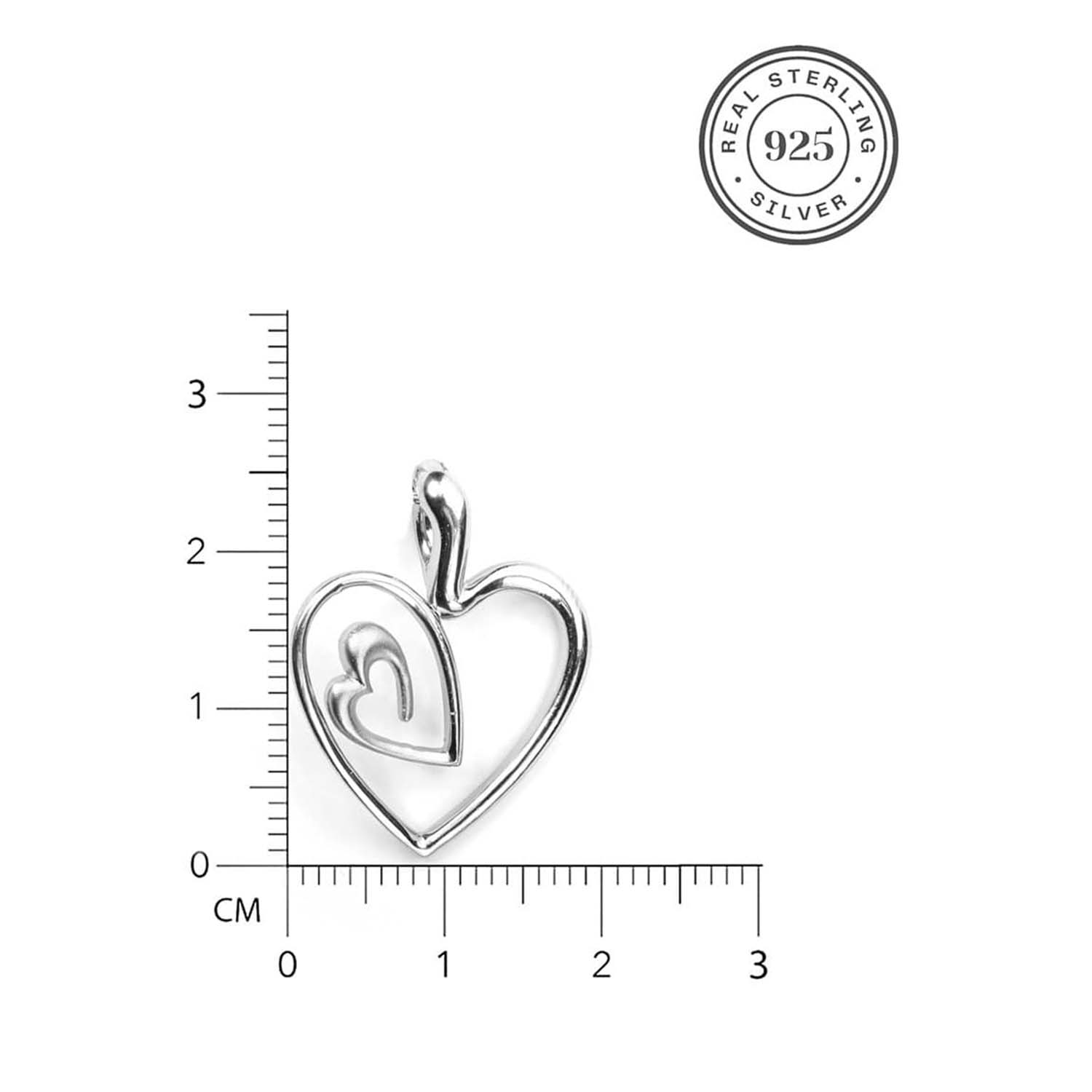 Nested Heart 925 Silver Necklace Chain