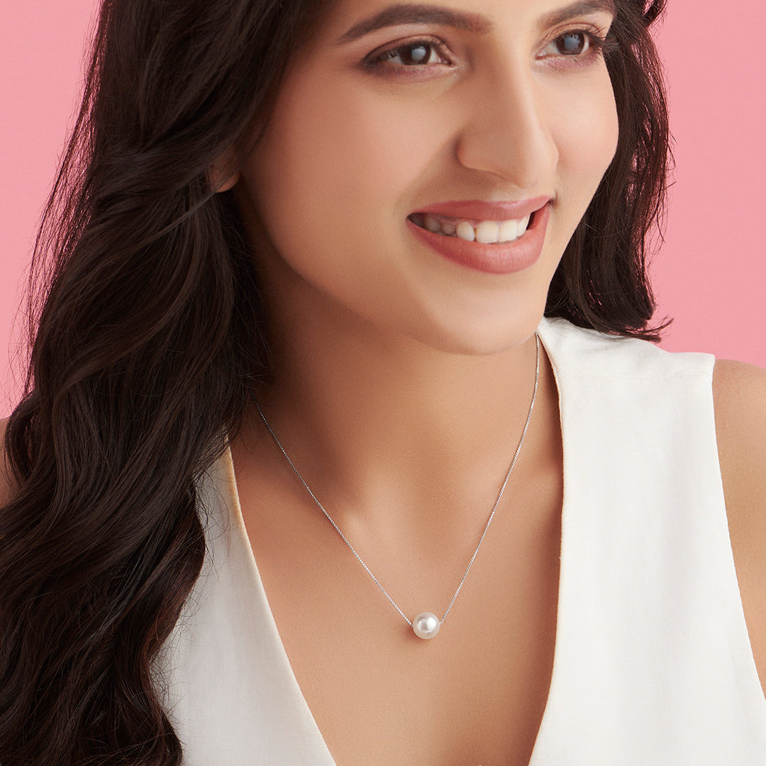 Pearl Eyed Senorita 925 Silver Rhodium Plated Necklace