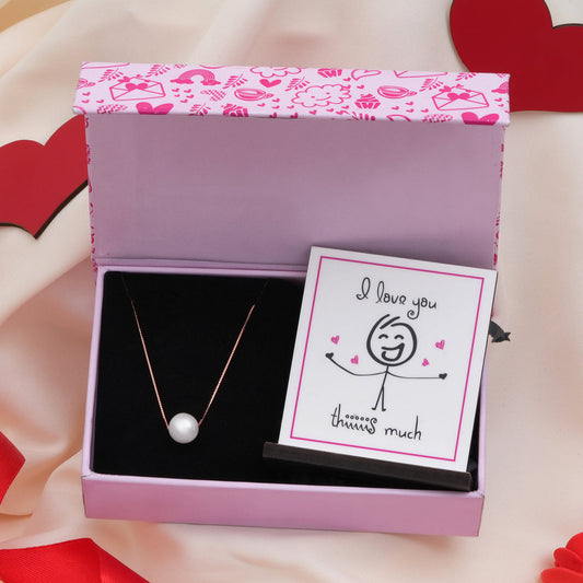 Stunning Pearl 925 Silver Necklace Valentine Hamper