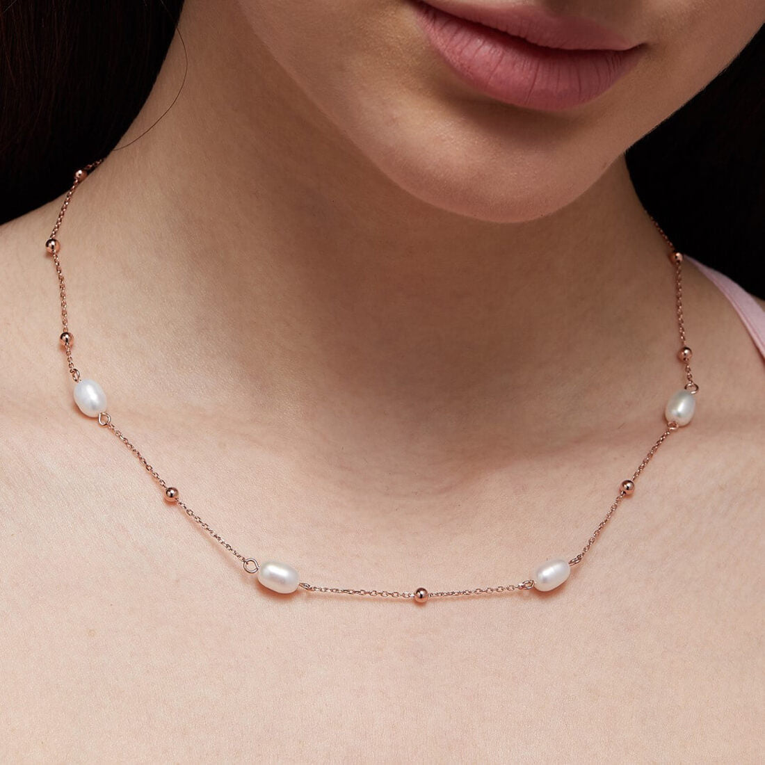 Pearl-fect Rose Gold 925 Silver Necklace