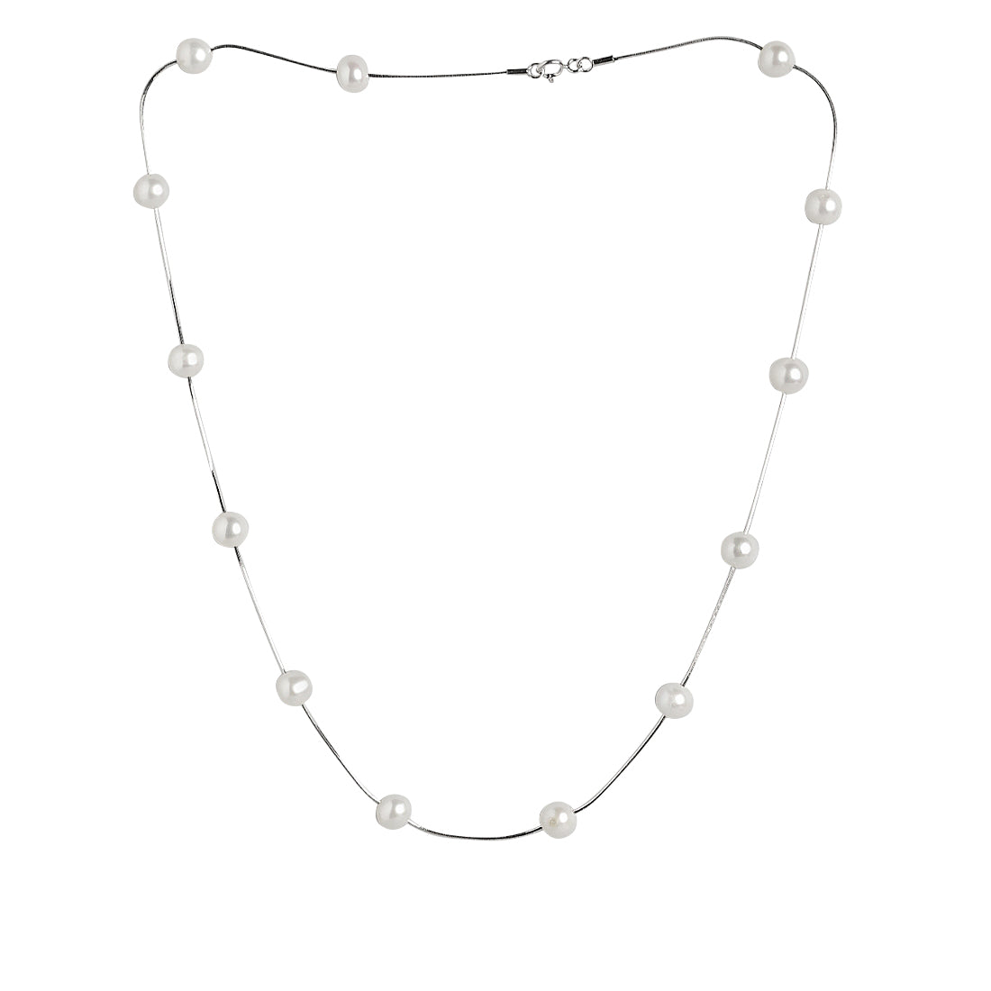 Snake Chain Pearl 925 Silver Necklace