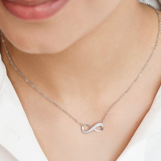 Infinity Rhodium Plated 925 Sterling Silver Necklace