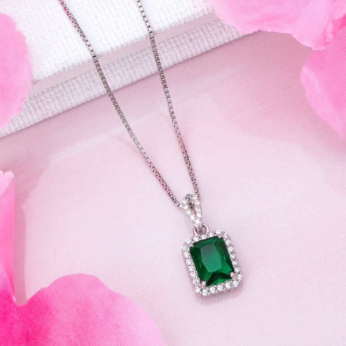 Emerald CZ 925 Sterling Silver Necklace