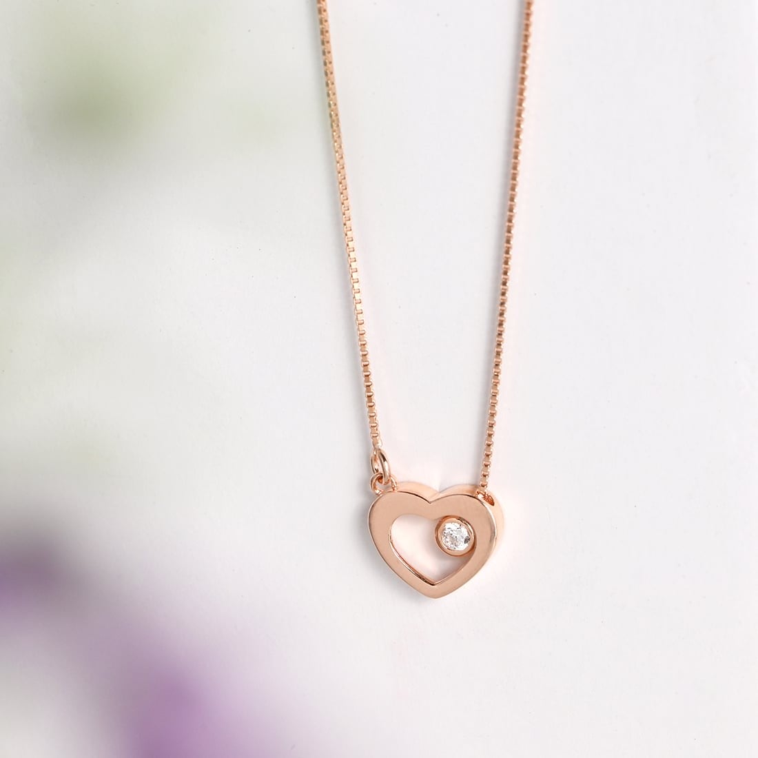 Elegant Heart CZ 925 Sterling Silver Necklace