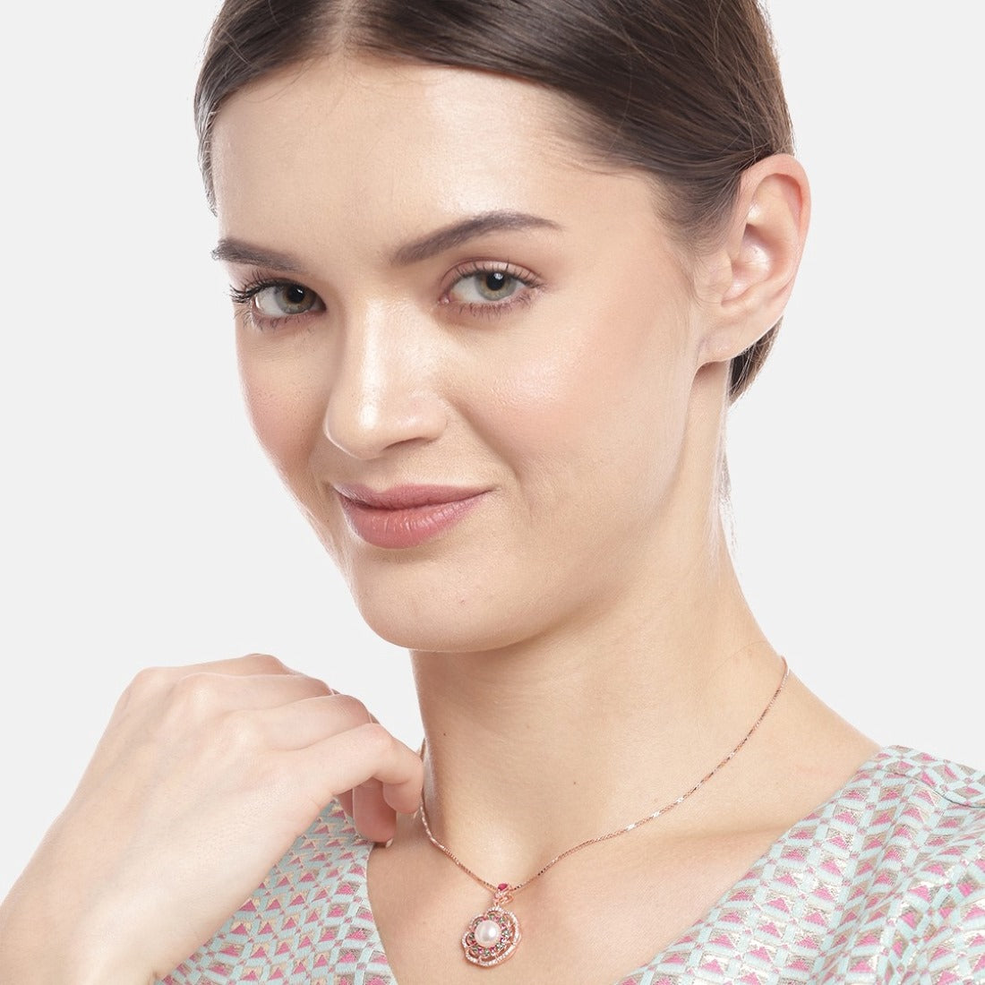 Rose Gold Plated Classic Pearl 925 Sterling Silver Necklace