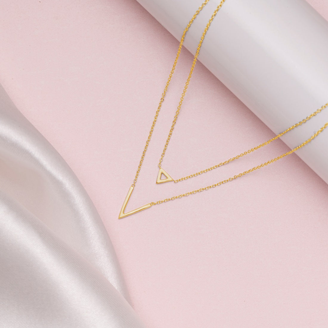 Triangular Link Chain Triangular Gleam 925 Sterling Silver Gold-Plated Link Chain Necklace ...
