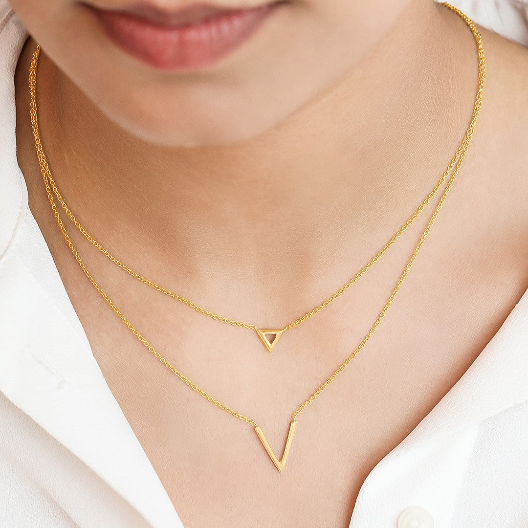 Triangular Link Chain Triangular Gleam 925 Sterling Silver Gold-Plated Link Chain Necklace ...