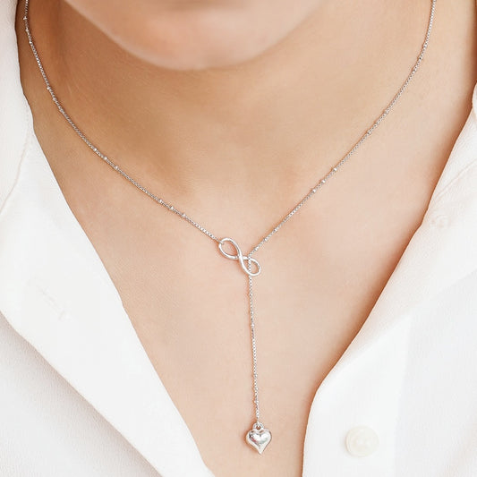 Infinity-Heart 925 Sterling Silver Rhodium Plated Necklace