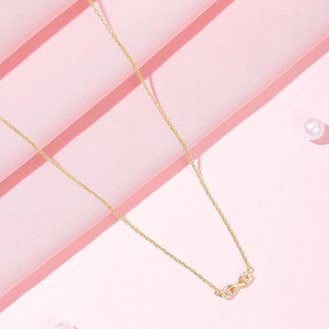 Infinite Gold Dreams CZ 925 Sterling Silver Infinity Necklace