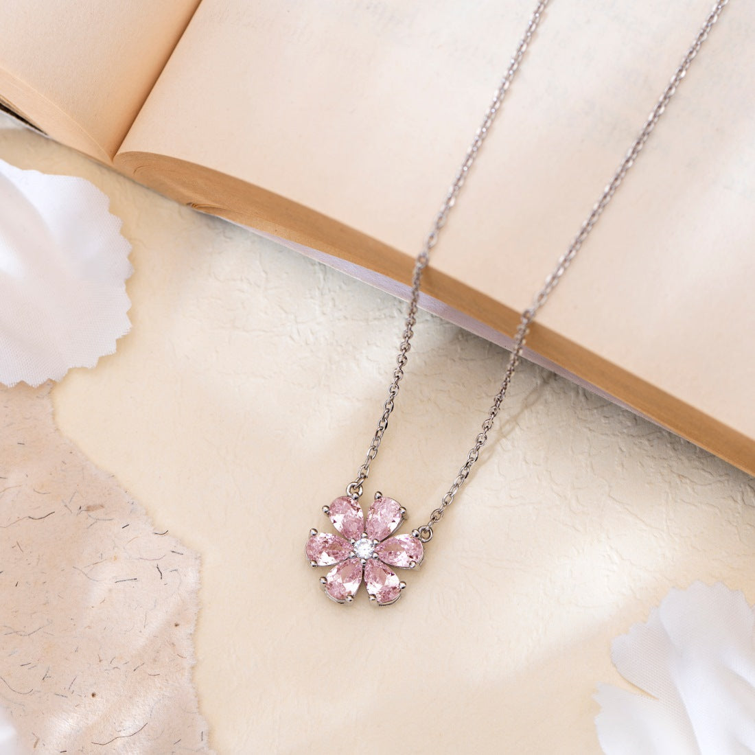 Lustrous Elegance: Rhodium Plated CZ 925 Sterling Silver Necklace