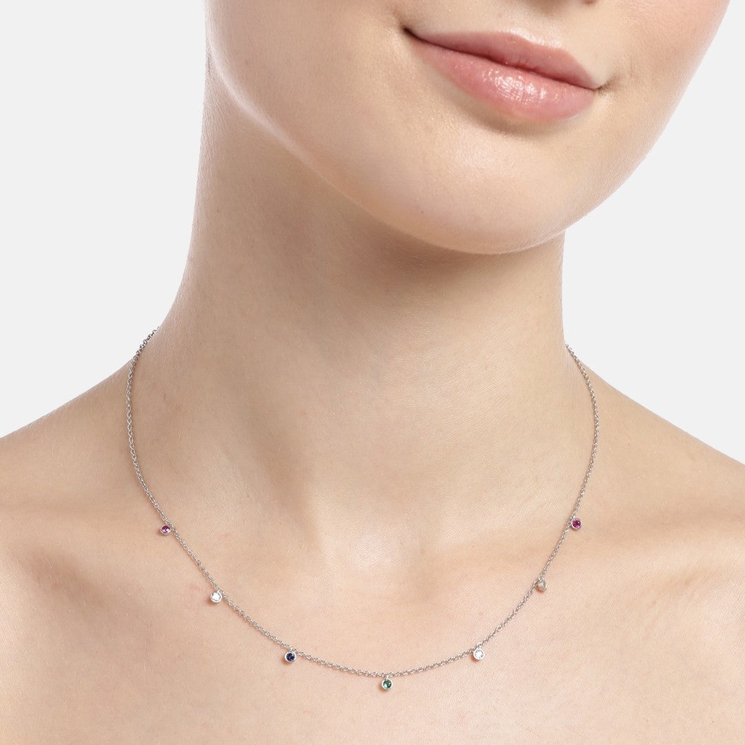 Radiant Droplets Rhodium-Plated 925 Sterling Silver Necklace