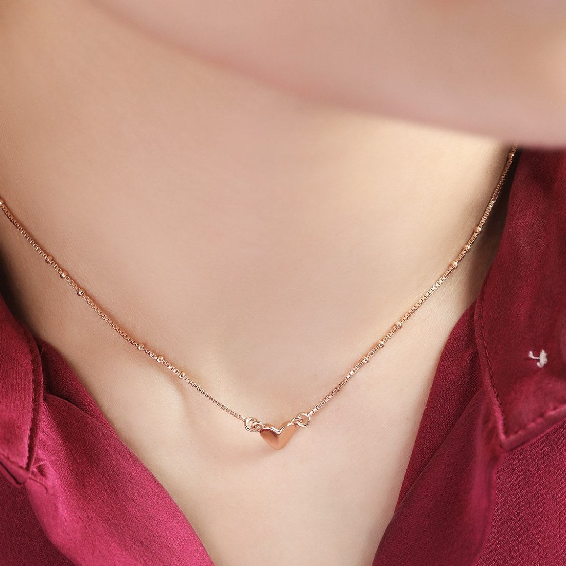 Rose Gold Heartbeat 925 Sterling Silver Necklace