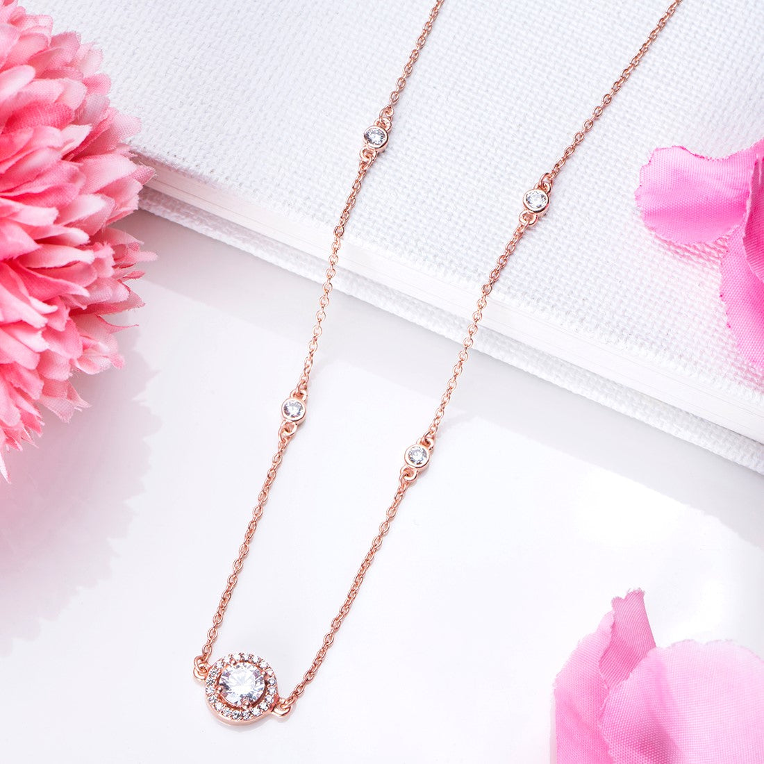 Circle of Radiance Rose Gold-Plated 925 Sterling Silver Necklace