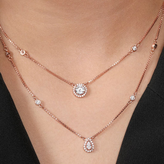 Radiant Fusion Rose Gold Plated 925 Sterling Silver Necklace