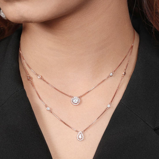 Radiant Fusion Rose Gold Plated 925 Sterling Silver Necklace