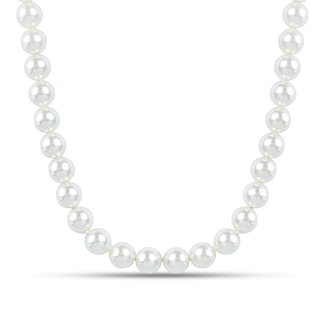 Eternal Luster Rhodium-Plated 925 Sterling Silver Pearl Necklace