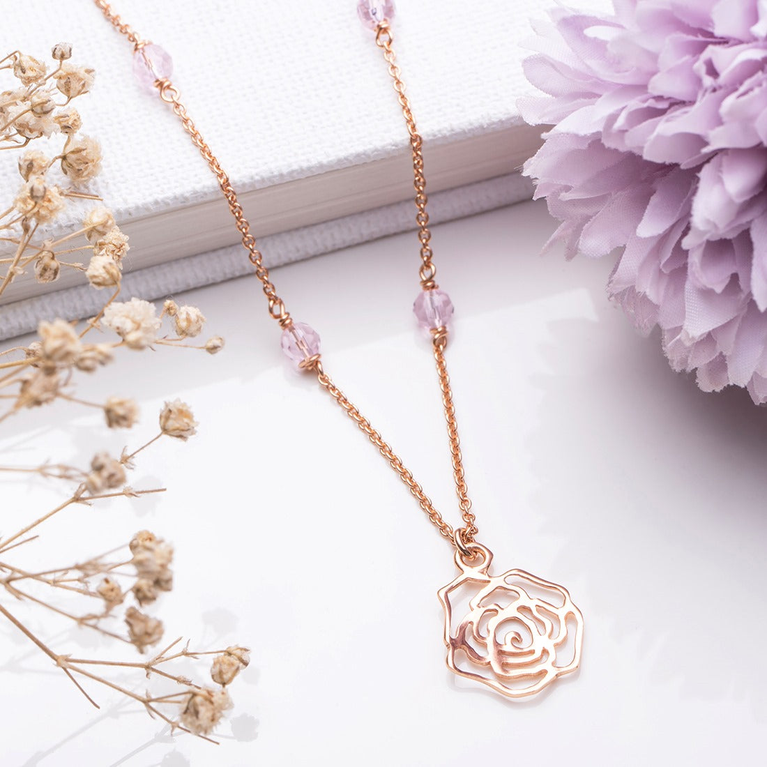 Rose Gold Blossom 925 Sterling Silver Rose Gold Plated Necklace