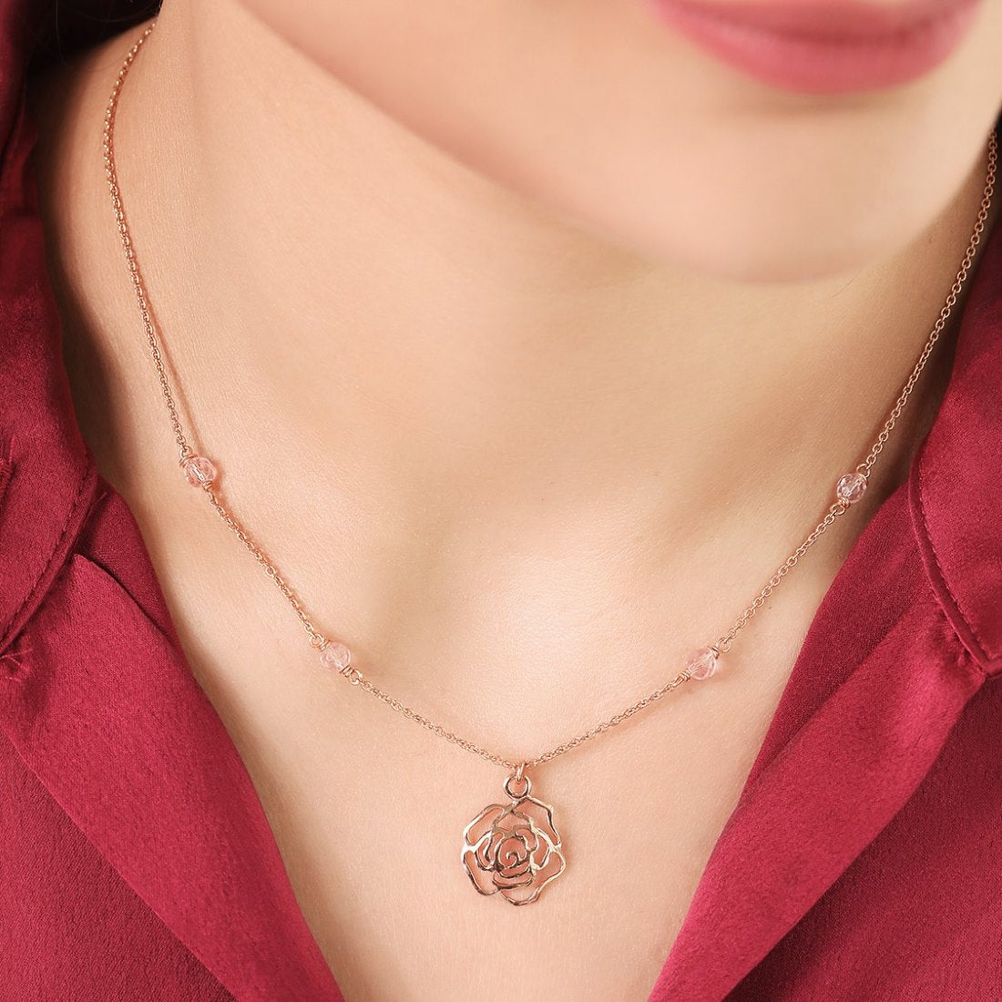 Rose Gold Blossom 925 Sterling Silver Rose Gold Plated Necklace