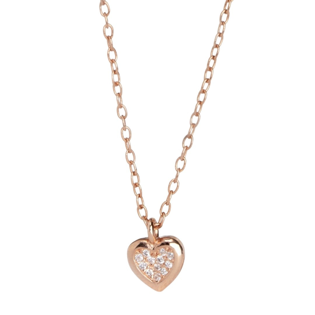 Radiant Rose Gold Heartfelt Embrace CZ 925 Sterling Silver Pendant with Chain