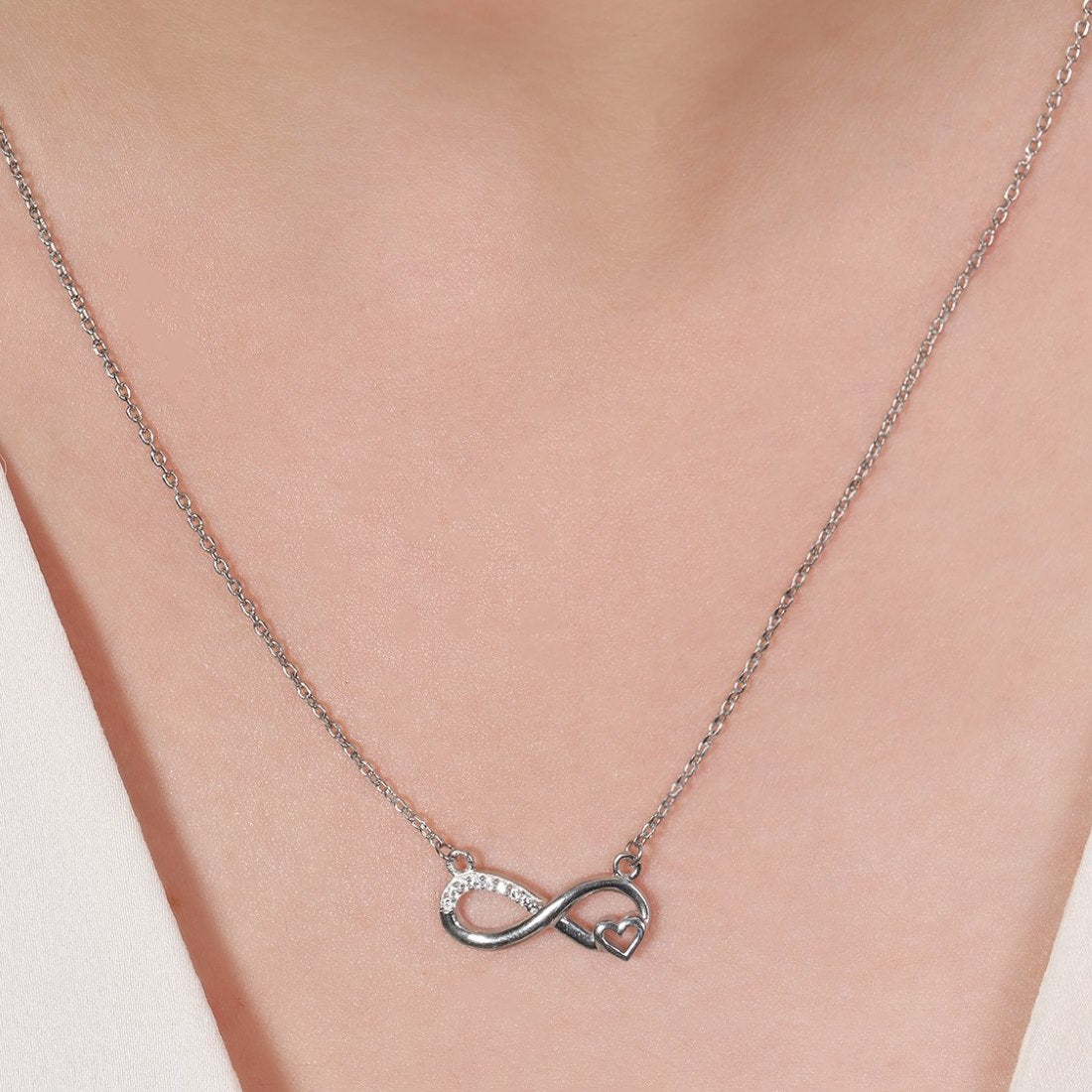 Infinite Devotion Rhodium-Plated 925 Sterling Silver Necklace
