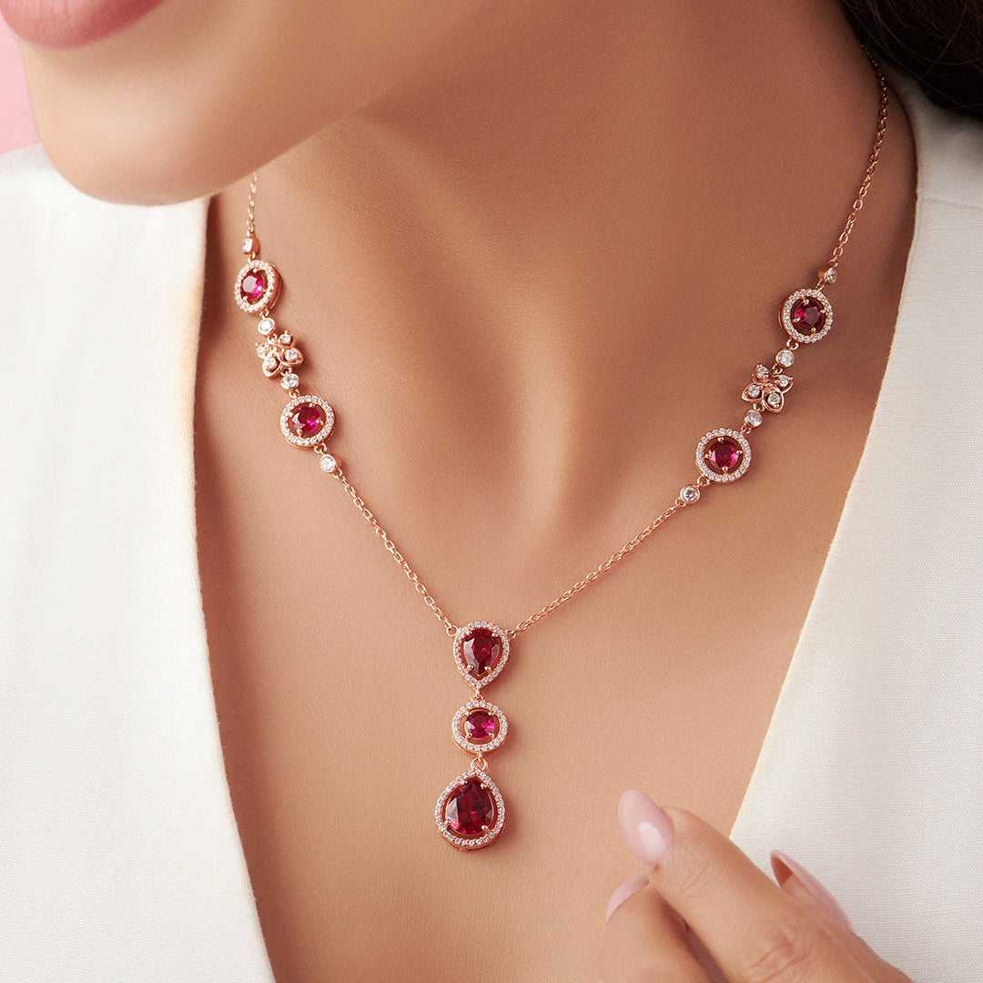 Blossom Bloom Rose Gold-Plated 925 Sterling Silver Jewellery Set