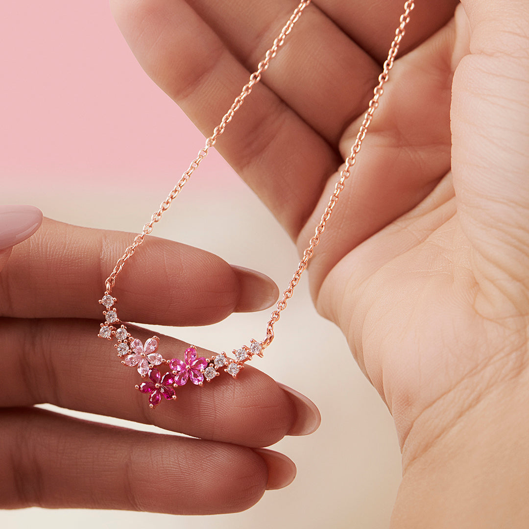 Blossom 925 Sterling Silver Rose Gold-Plated Flower Necklace