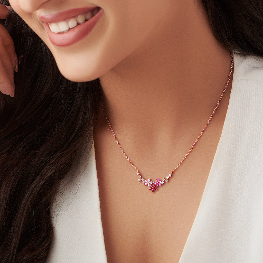 Blossom 925 Sterling Silver Rose Gold-Plated Flower Necklace