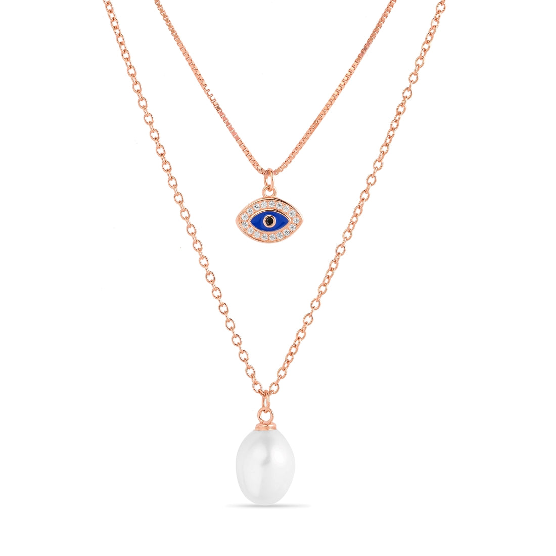Charm of Protection Rose Gold Plated 925 Sterling Silver Necklace