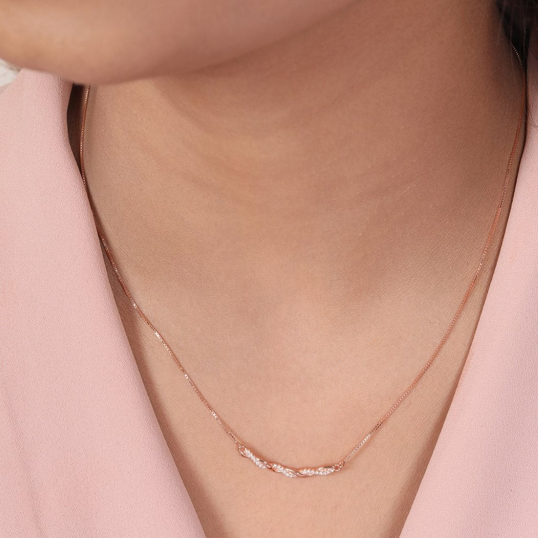 Abstract Radiance Rose Gold Plated 925 Sterling Silver Necklace