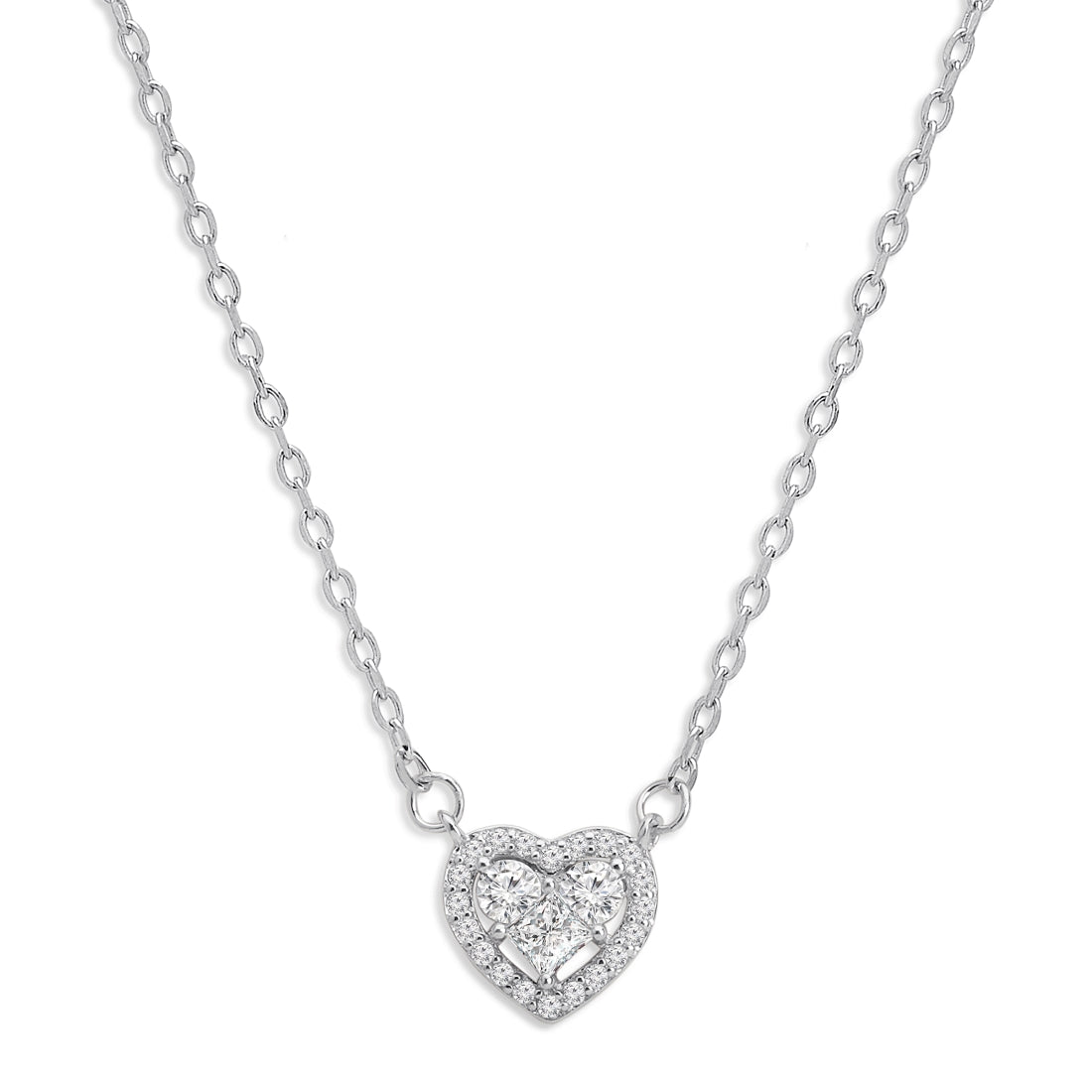Heartfelt Radiance Rhodium Plated 925 Sterling Silver Necklace