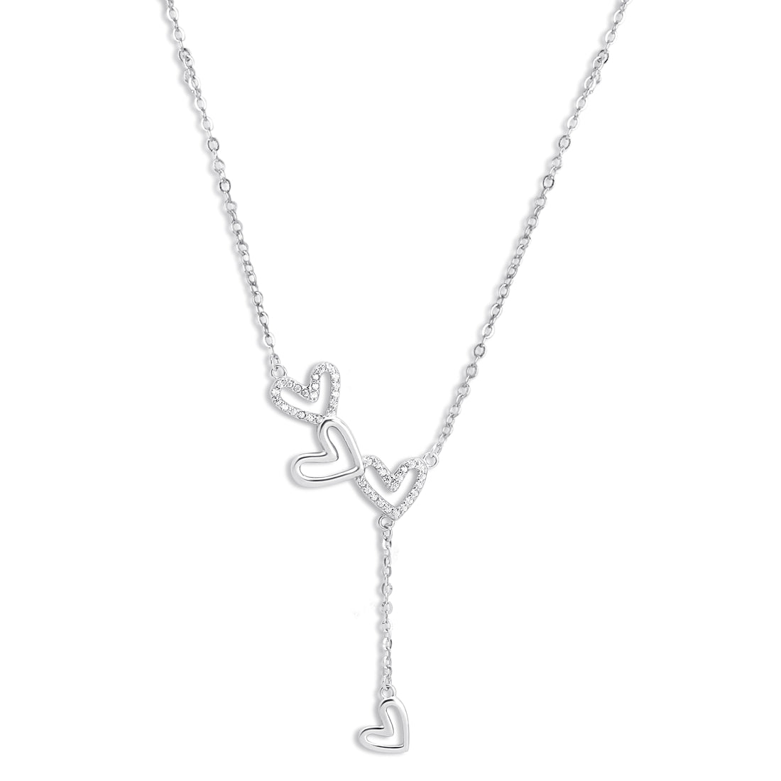 Heartfelt Elegance Rhodium Plated 925 Sterling Silver Necklace