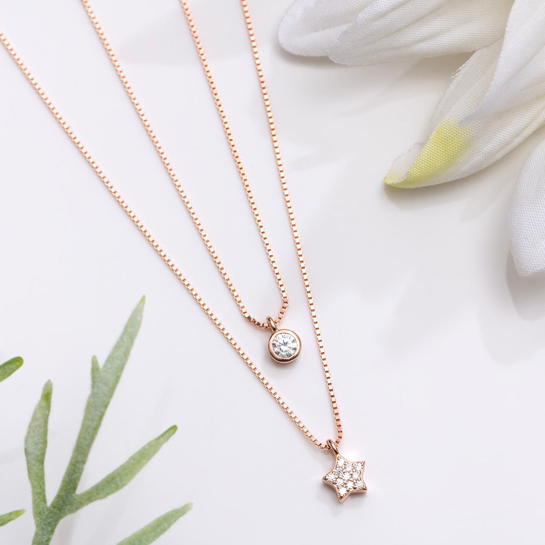 Starry Nights Rose Gold Plated 925 Sterling Silver Necklace
