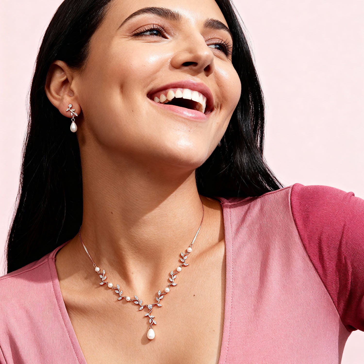 Dazzling Rose Gold-Plated CZ 925 Sterling Silver Pendant Necklace