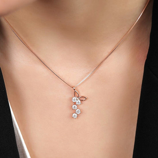 Luminous Cubic Zirconia Serenity 925 Sterling Silver Rose Gold-Plated Necklace