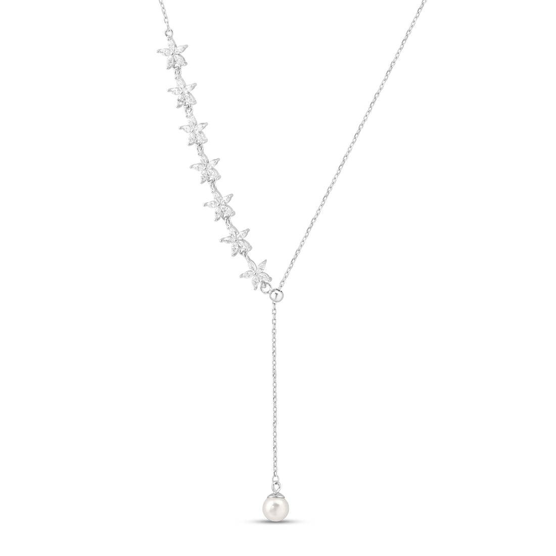 Shimmering Stars Rhodium Plated 925 Sterling Silver Necklace