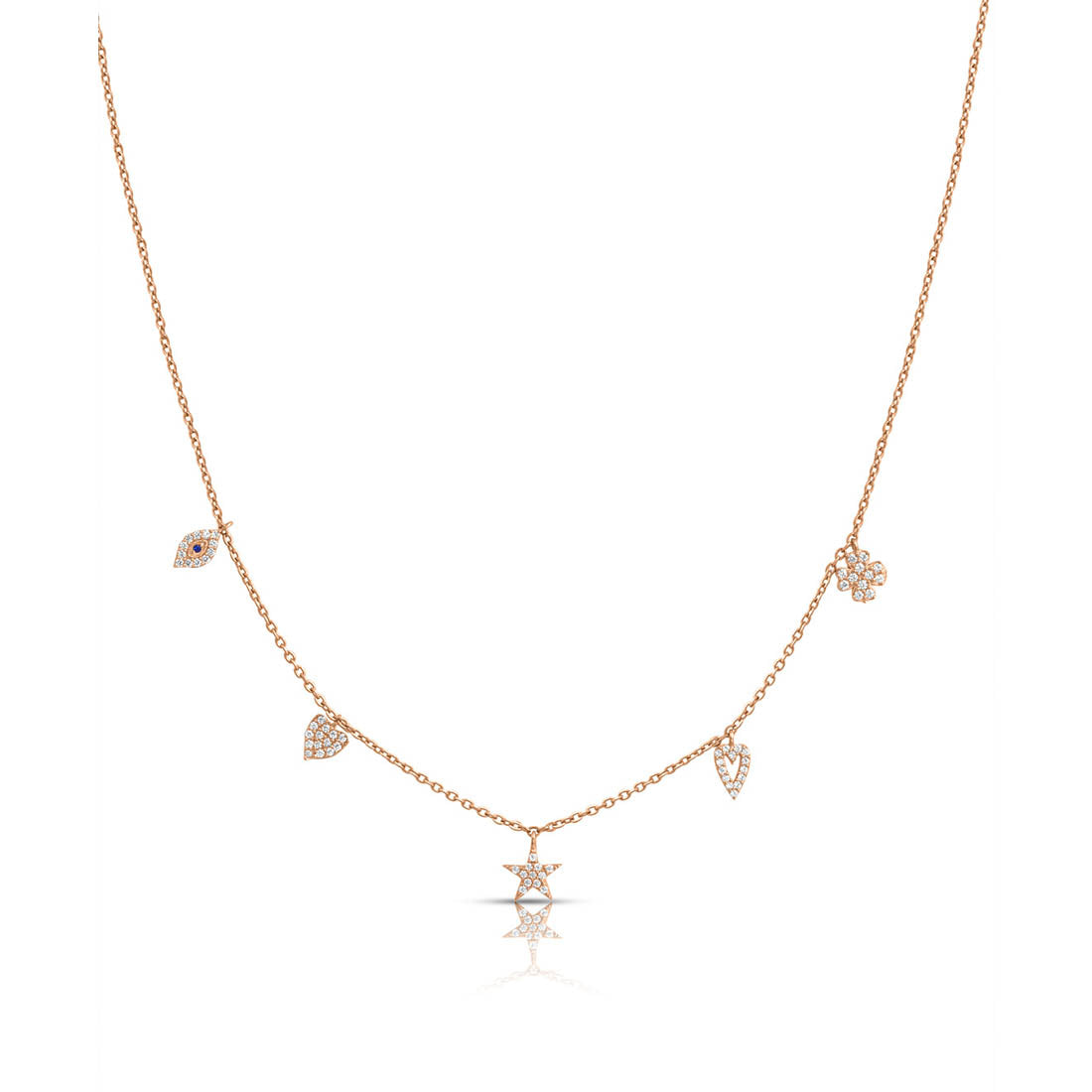 Dancing Charms Rose Gold Plated 925 Sterling Silver Necklace