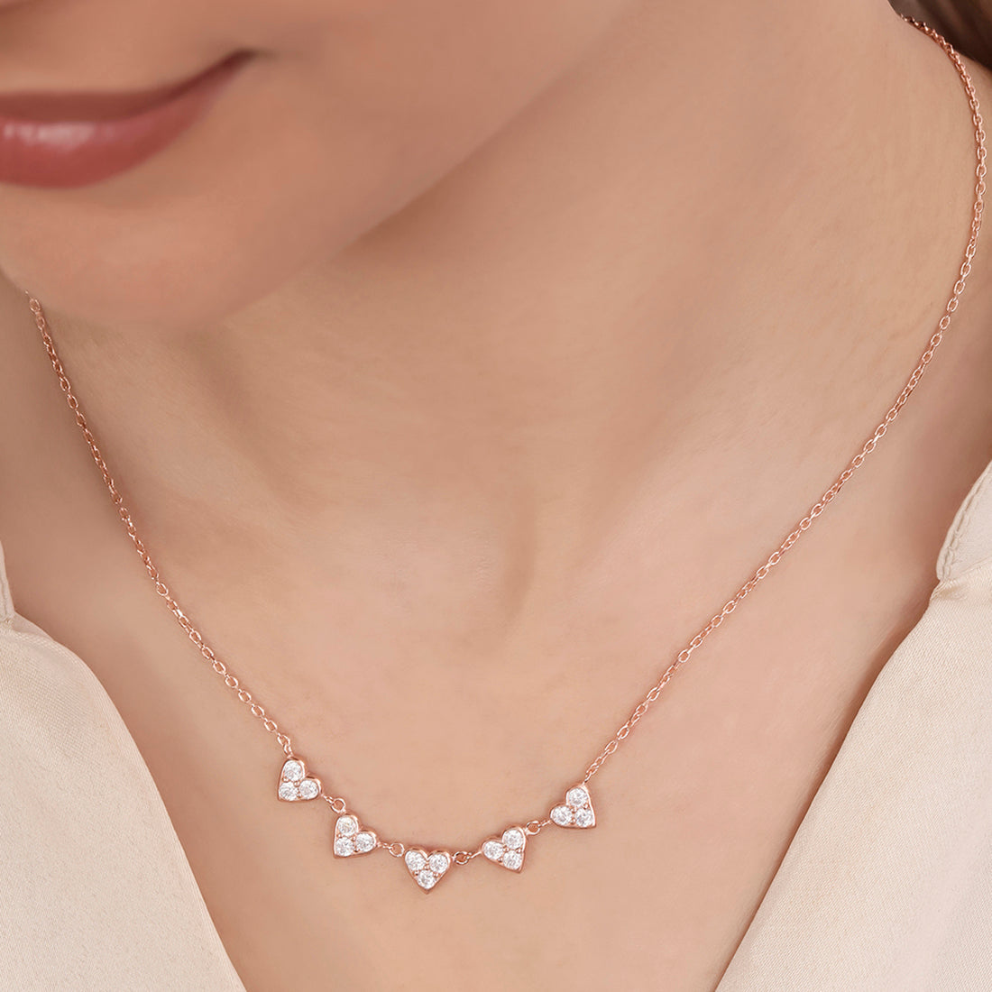 Heart Essence Rose Gold Plated 925 Sterling Silver Necklace