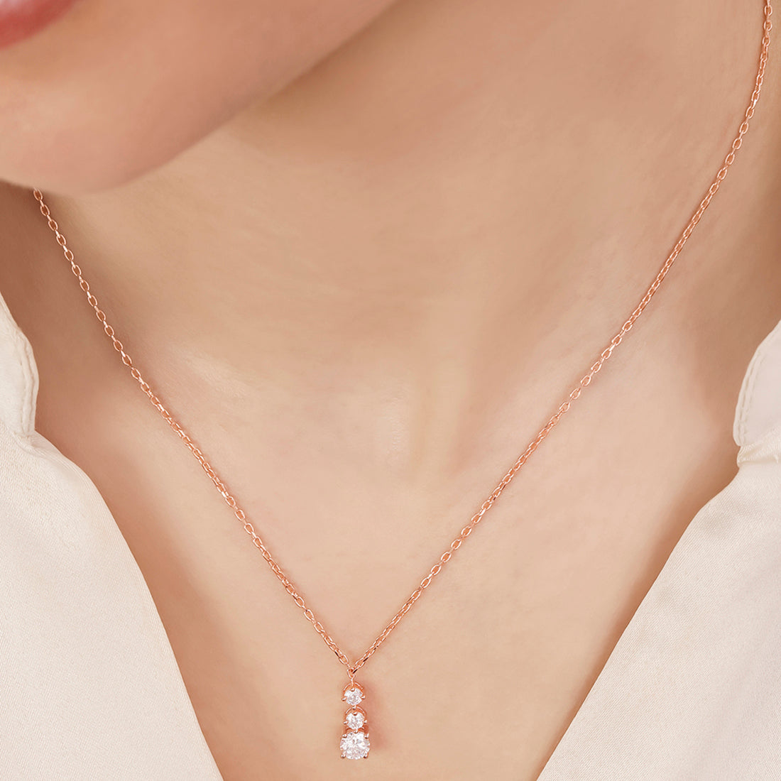 Radiant Duo Rose Gold Plated 925 Sterling Silver Necklace
