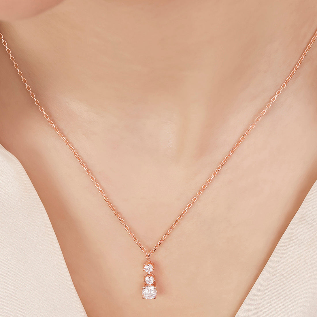 Radiant Duo Rose Gold Plated 925 Sterling Silver Necklace