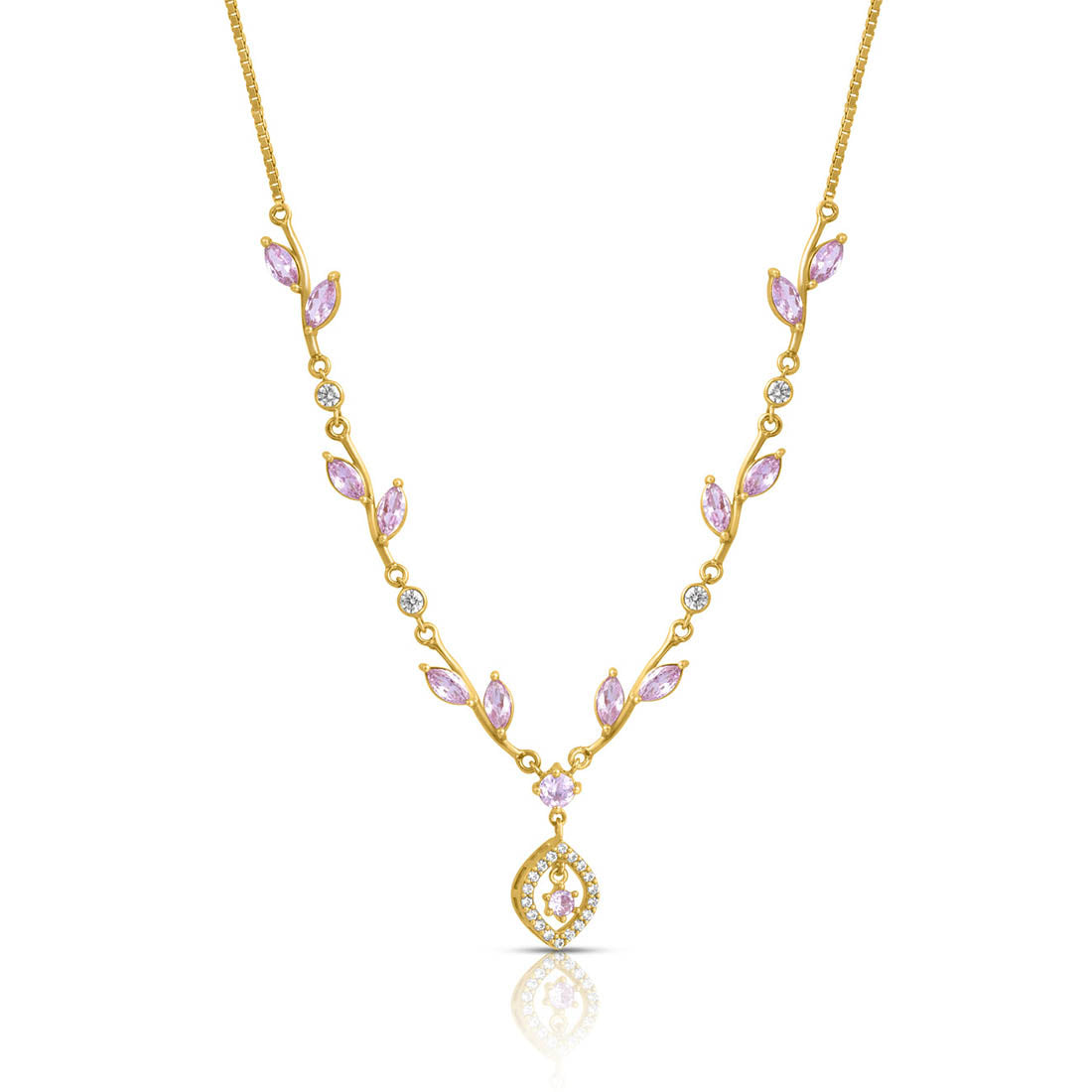 Pink Blossom Gold Plated 925 Sterling Silver Necklace