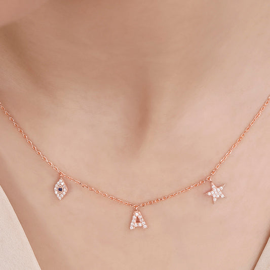Charms Rose Gold Plated 925 Sterling Silver Necklace