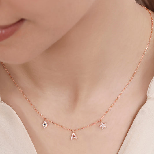 Charms Rose Gold Plated 925 Sterling Silver Necklace