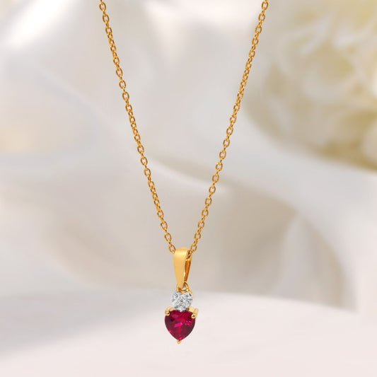 Ruby Heart Gold Plated 925 Sterling Silver Necklace