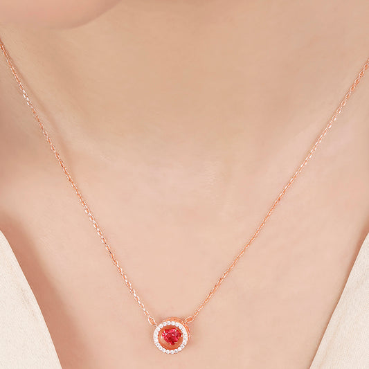 Red Heart Rose Gold Plated 925 Sterling Silver Necklace