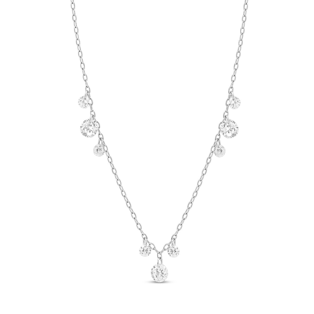 925 Sterling Silver Necklace with Crystal Charms