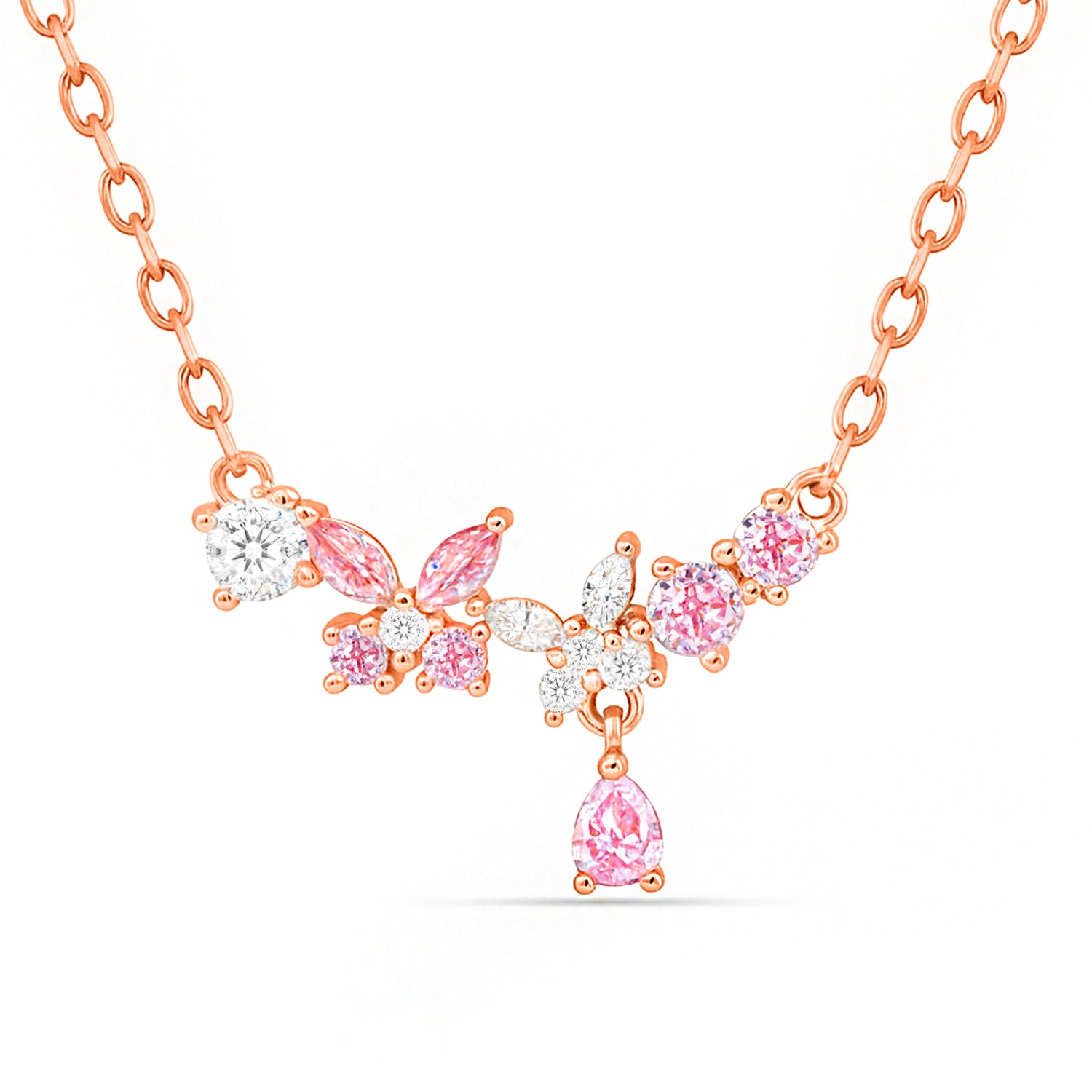 Springtime Bloom Silver Rose Gold Plated Necklace