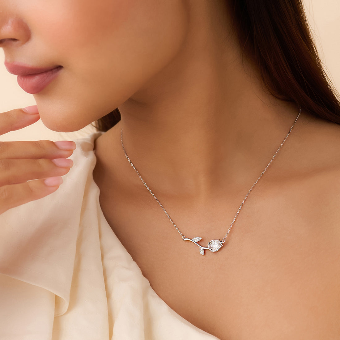 Where Love Blossoms Rhodium Plated Necklace