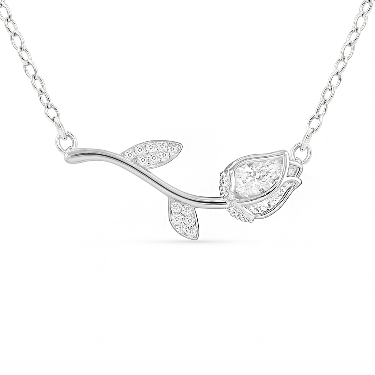 Where Love Blossoms Rhodium Plated Necklace