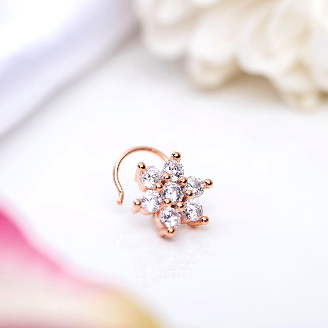 Floral Bloom 925 Sterling Silver Rose Gold-Plated Nath
